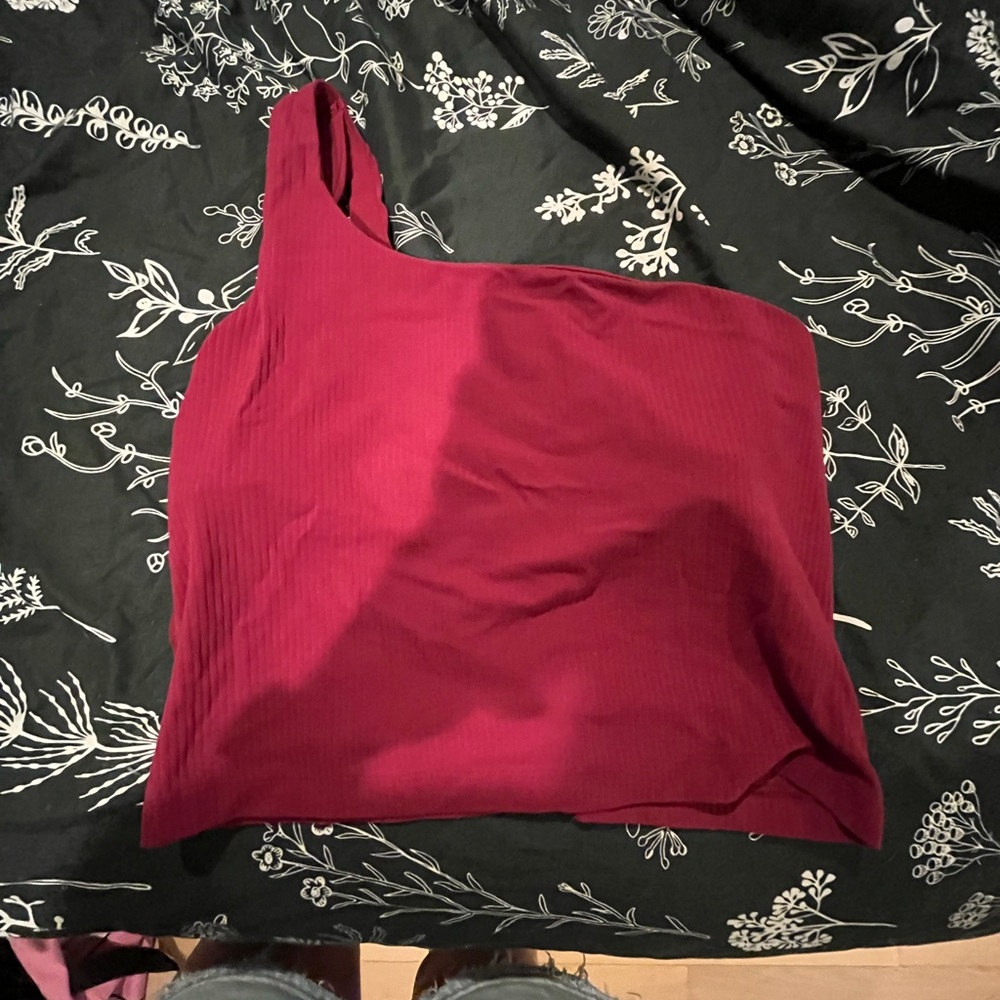Lululemon Ribbed Nulu Burgundy One-Shoulder Top